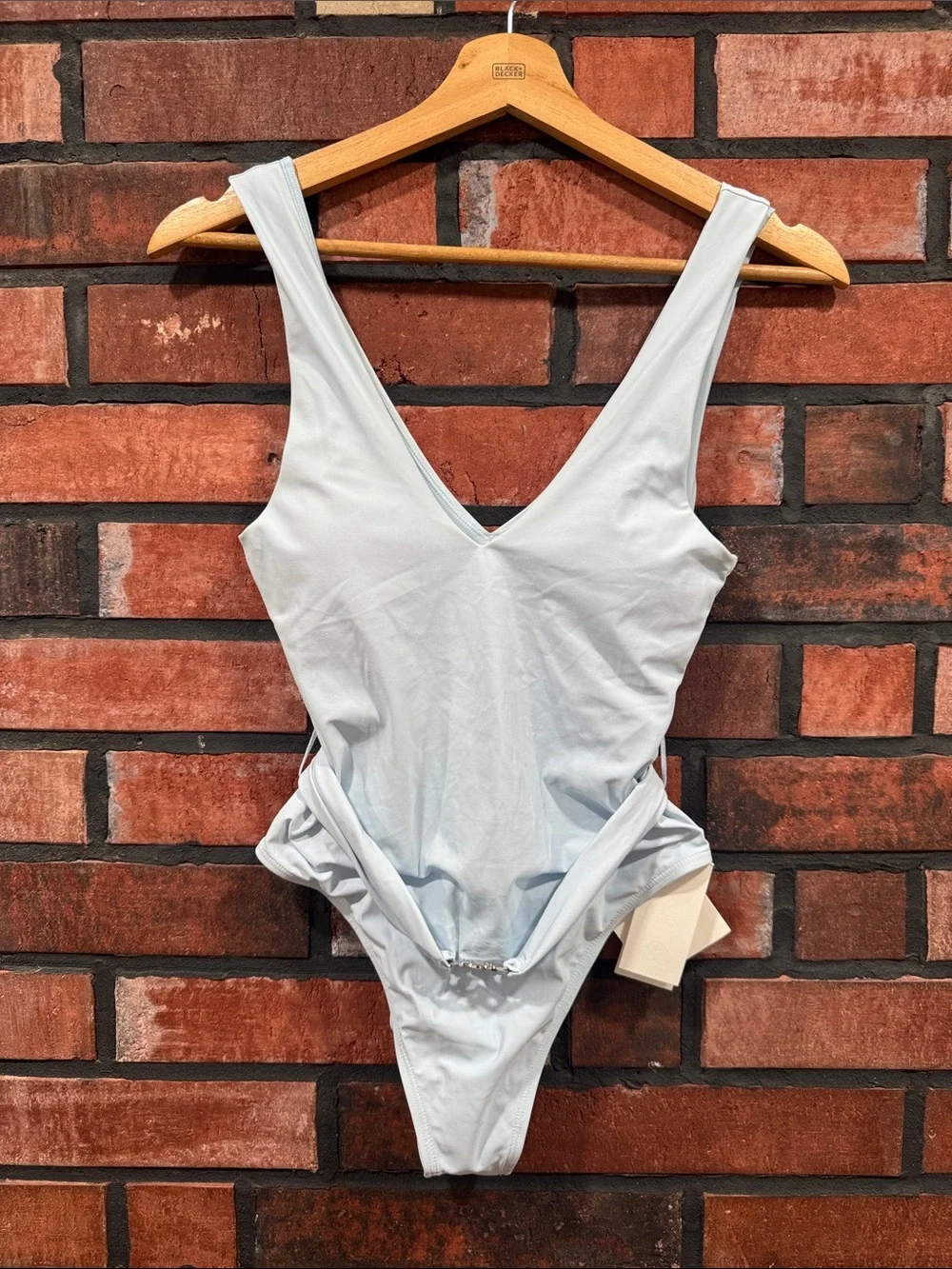 Tory Burch Light Blue V-Neck Bandeau One-Piece